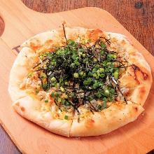 Whitebait and garlic pizza