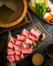 Wagyu beef shabu-shabu with vegetables