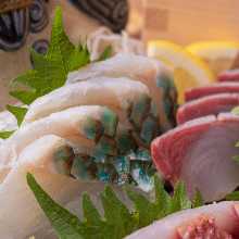 Thinly sliced whitefish sashimi
