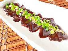 Horse liver sashimi