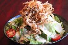 fried burdock Caesar salad
