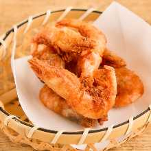 Fried pink shrimp