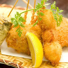 Tray of kushikatsu sticks