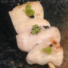 Chicken tenderloin skewer with wasabi