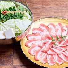 국산 삼겹살 하카타 전골 (진한 미소 된장 맛)