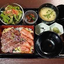 明太子與黑毛和牛沙朗牛排丼套餐
